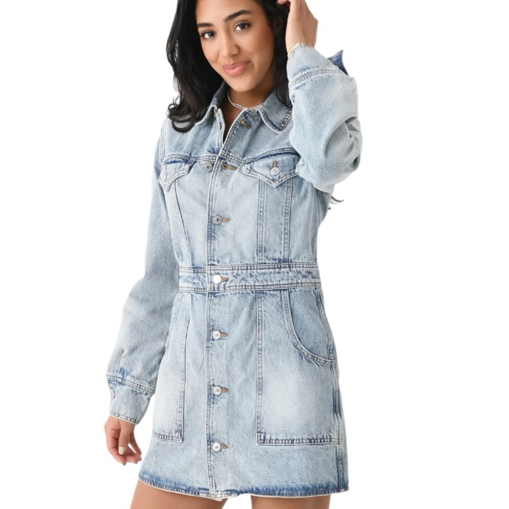 RE/DONE Trucker Indigo/Opal Cotton Denim Dress NWT